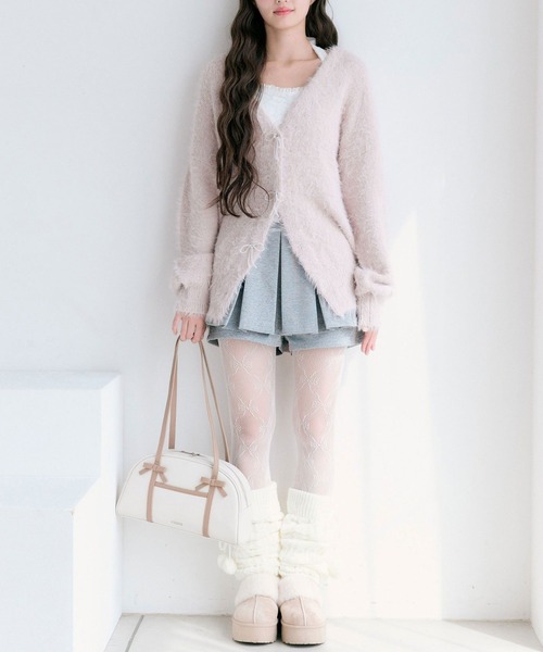 OLIVE des OLIVE（オリーブデオリーブ）の「melty ribbon long knit（カーディガン/ボレロ・レディース・ピンク/オフホワイト/チャコールグレー/サックスブルー・FREE）」の14枚目の写真