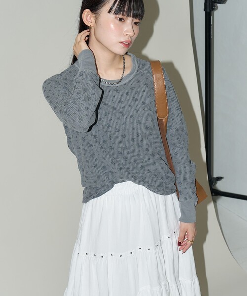 JEMORGAN/ジェーイーモーガン ワッフル オーバーダイ 花柄 ロンT 限定