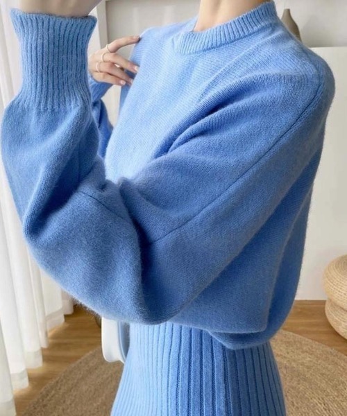maison de LATIR（メゾンドラティール）の「【上下セットアップ】リブニットワンピース　カセット服（ワンピース・レディース・ベージュ/ブラック/ブルー・FREE）」の9枚目の写真