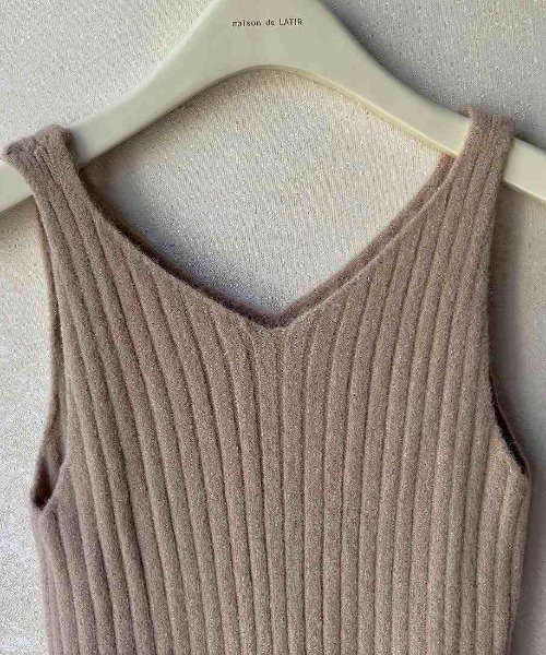maison de LATIR（メゾンドラティール）の「【上下セットアップ】リブニットワンピース　カセット服（ワンピース・レディース・ベージュ/ブラック/ブルー・FREE）」の15枚目の写真