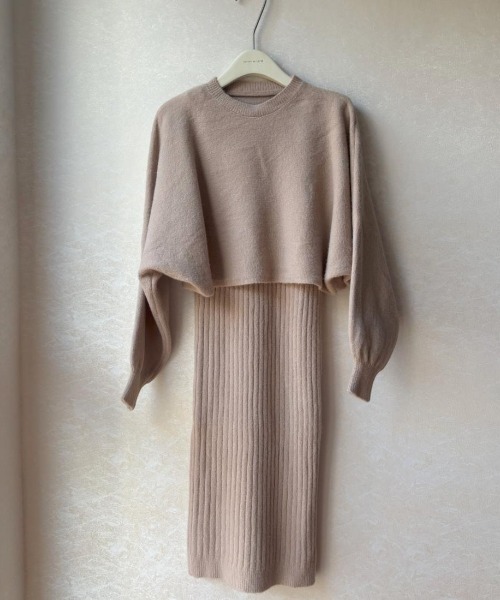 maison de LATIR（メゾンドラティール）の「【上下セットアップ】リブニットワンピース　カセット服（ワンピース・レディース・ベージュ/ブラック/ブルー・FREE）」の17枚目の写真