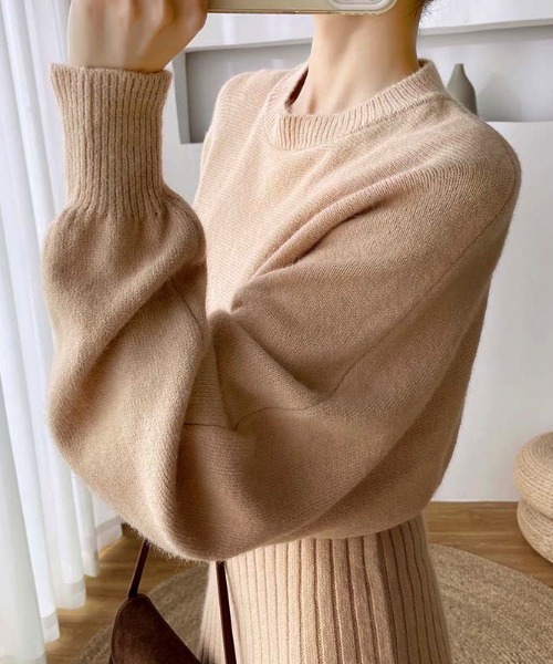 maison de LATIR（メゾンドラティール）の「【上下セットアップ】リブニットワンピース　カセット服（ワンピース・レディース・ベージュ/ブラック/ブルー・FREE）」の5枚目の写真