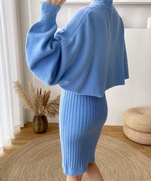 maison de LATIR（メゾンドラティール）の「【上下セットアップ】リブニットワンピース　カセット服（ワンピース・レディース・ベージュ/ブラック/ブルー・FREE）」の8枚目の写真