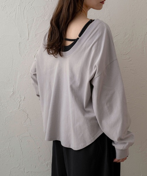 NOAHL(ノアル)の「【NOAHL】Uネック2wayロンT(Tシャツ/カットソー・レディース・チャコール/ブルーグレー/ベージュ・FREE)」の2枚目の写真