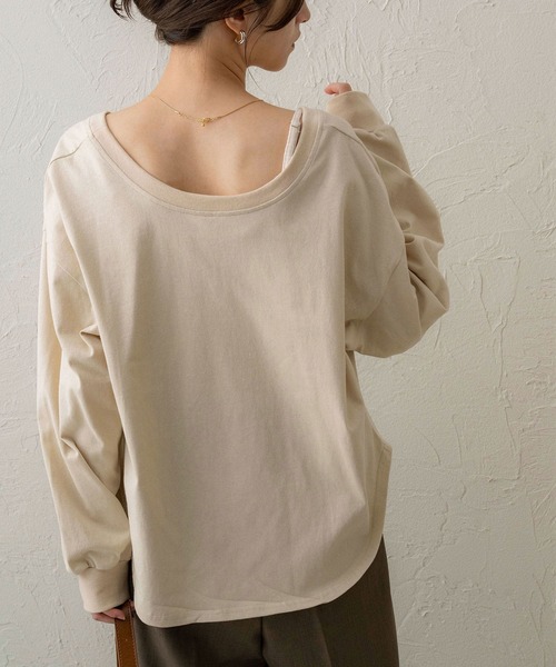 NOAHL(ノアル)の「【NOAHL】Uネック2wayロンT(Tシャツ/カットソー・レディース・チャコール/ブルーグレー/ベージュ・FREE)」の5枚目の写真