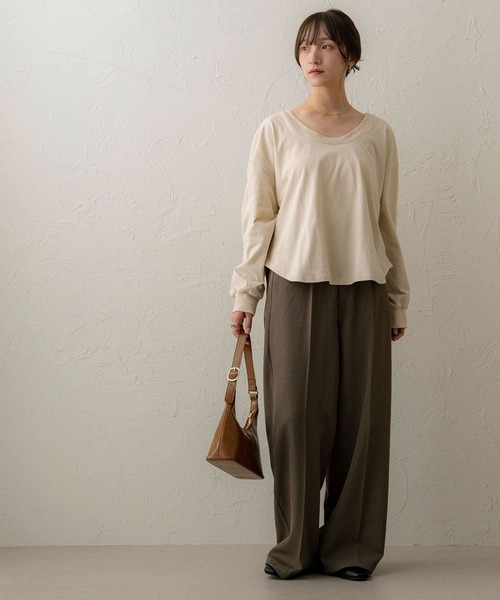 NOAHL(ノアル)の「【NOAHL】Uネック2wayロンT(Tシャツ/カットソー・レディース・チャコール/ブルーグレー/ベージュ・FREE)」の11枚目の写真