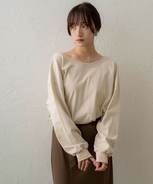 NOAHL(ノアル)の「【NOAHL】Uネック2wayロンT(Tシャツ/カットソー・レディース・チャコール/ブルーグレー/ベージュ・FREE)」の15枚目の写真