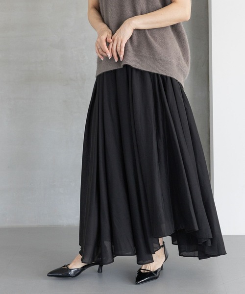 A part by（アパートバイ）の「イレヘムフレアスカート（スカート・レディース・ボルドー/アイボリー/ブラック/ブルー・MEDIUM/SMALL）」の7枚目の写真