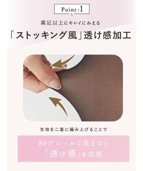 tutuanna(チュチュアンナ)の「まるっきり素肌!のようなフェイクタイツ80デニール(ラッセルレース柄)(タイツ/ストッキング・レディース・ブラック/オフホワイト・M-L/L-XL)」の19枚目の写真