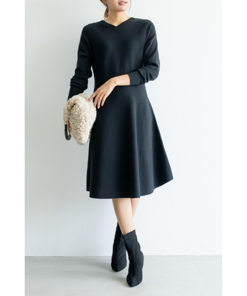 M.deux（エムドゥ）の「●2wayフレアニットワンピース●（ワンピース・レディース・ベージュ/グレー/ブラック・MEDIUM）」の2枚目の写真