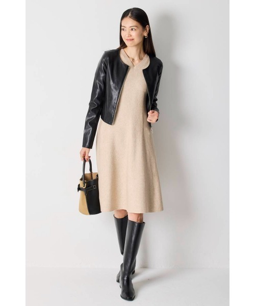 M.deux（エムドゥ）の「●2wayフレアニットワンピース●（ワンピース・レディース・ベージュ/グレー/ブラック・MEDIUM）」の4枚目の写真