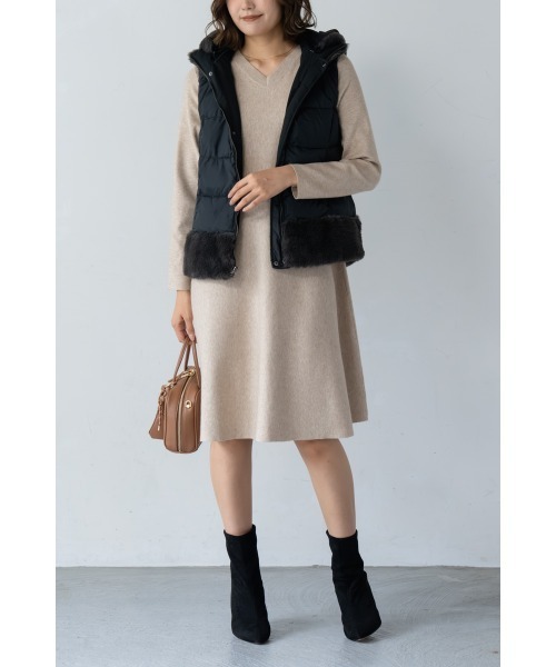 M.deux（エムドゥ）の「●2wayフレアニットワンピース●（ワンピース・レディース・ベージュ/グレー/ブラック・MEDIUM）」の5枚目の写真