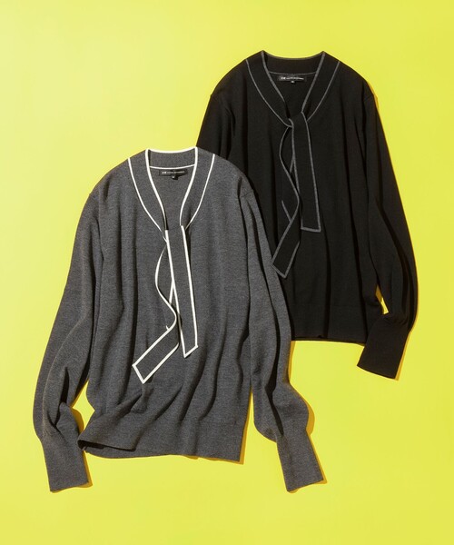 23区(ニジュウサンク)の「【洗える】ウーステッドウール ボウタイ ニット(ニット/セーター・レディース・ブラック系/ベージュ系/グレー系/ネイビー系・38/40)」の17枚目の写真