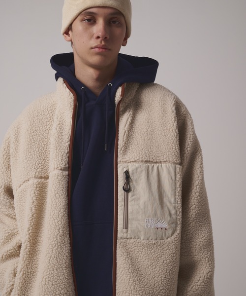 FIRST DOWN（ファーストダウン）の「ボアジャケット（ブルゾン・メンズ・ブラック/トップグレー/セージグリーン/オートミール/ネイビー/パープル・L/M/S/XL）」の4枚目の写真