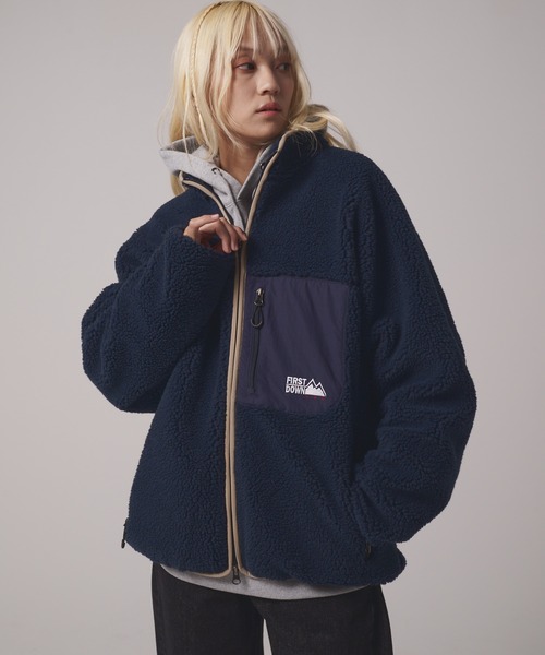 FIRST DOWN（ファーストダウン）の「ボアジャケット（ブルゾン・メンズ・ブラック/トップグレー/セージグリーン/オートミール/ネイビー/パープル・L/M/S/XL）」の6枚目の写真