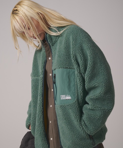 FIRST DOWN（ファーストダウン）の「ボアジャケット（ブルゾン・メンズ・ブラック/トップグレー/セージグリーン/オートミール/ネイビー/パープル・L/M/S/XL）」の5枚目の写真