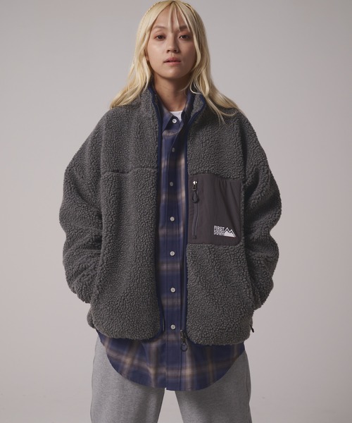 FIRST DOWN（ファーストダウン）の「ボアジャケット（ブルゾン・メンズ・ブラック/トップグレー/セージグリーン/オートミール/ネイビー/パープル・L/M/S/XL）」の3枚目の写真