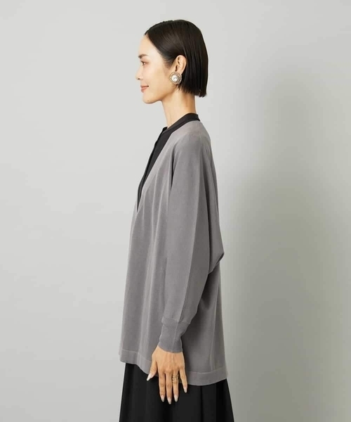 MICHEL KLEIN(ミッシェル・クラン)の「ドルマンスリーブトッパーカーディガン(カーディガン/ボレロ・レディース・グレー/ブラック・38)」の6枚目の写真