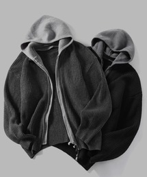 TOBEE | 【TOBEE】ダブルジップ ニット パーカー/ レイヤード フーディー 長袖(パーカー)