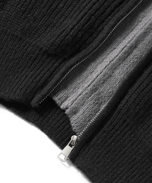 TOBEE（トゥビー）の「【TOBEE】ダブルジップ ニット パーカー/ レイヤード フーディー 長袖（パーカー・メンズ・ダークグレー/ブラック・X-LARGE/LARGE/MEDIUM）」の5枚目の写真