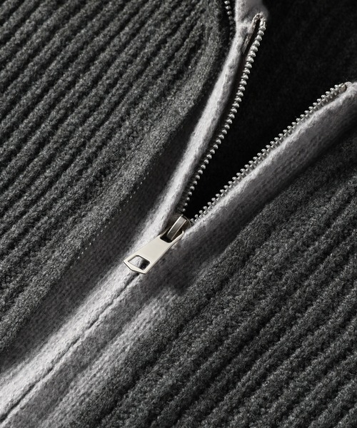 TOBEE（トゥビー）の「【TOBEE】ダブルジップ ニット パーカー/ レイヤード フーディー 長袖（パーカー・メンズ・ダークグレー/ブラック・X-LARGE/LARGE/MEDIUM）」の8枚目の写真