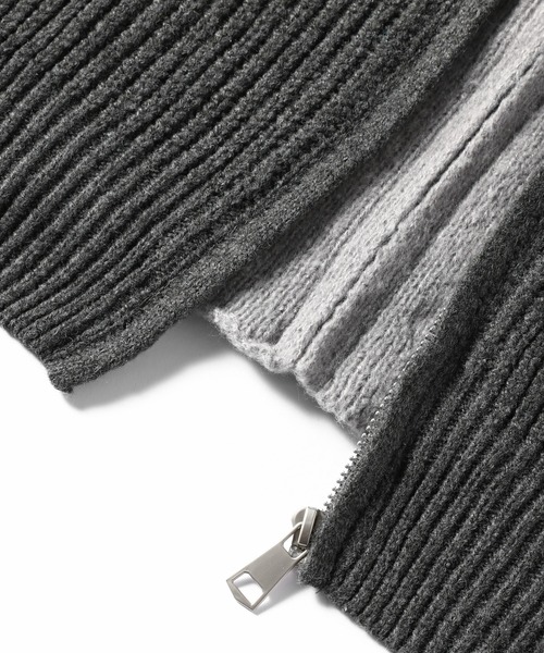TOBEE（トゥビー）の「【TOBEE】ダブルジップ ニット パーカー/ レイヤード フーディー 長袖（パーカー・メンズ・ダークグレー/ブラック・X-LARGE/LARGE/MEDIUM）」の9枚目の写真