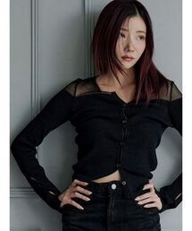 Stylevoice for xxx（スタイルヴォイスフォー）の「＜maronさんコラボ＞アシンメトリーシアードッキングニットカーディガン（カーディガン/ボレロ）」