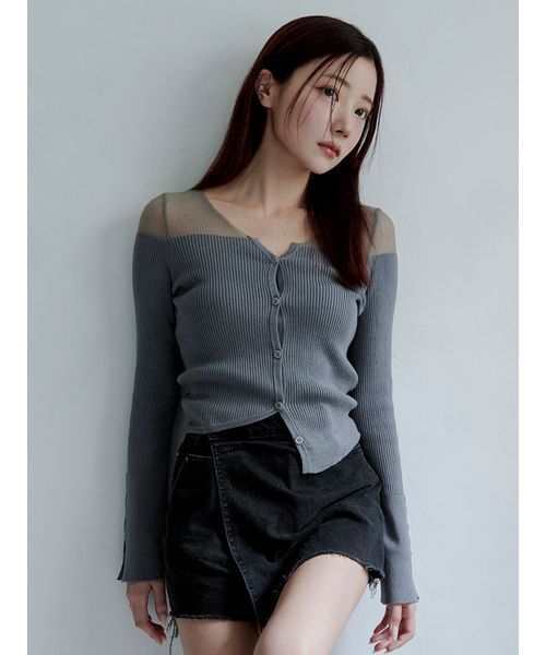 Stylevoice for xxx(スタイルヴォイスフォー)の「<maronさんコラボ>アシンメトリーシアードッキングニットカーディガン(カーディガン/ボレロ・レディース・ブラウン/グレー/ブラック・F)」の16枚目の写真