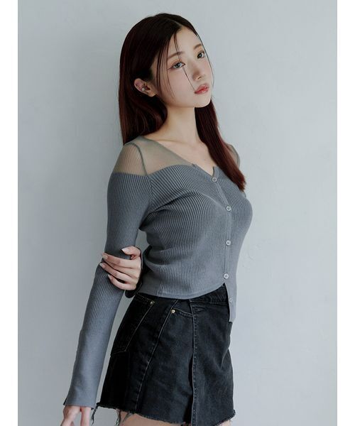 Stylevoice for xxx(スタイルヴォイスフォー)の「<maronさんコラボ>アシンメトリーシアードッキングニットカーディガン(カーディガン/ボレロ・レディース・ブラウン/グレー/ブラック・F)」の14枚目の写真