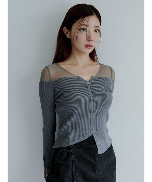 Stylevoice for xxx(スタイルヴォイスフォー)の「<maronさんコラボ>アシンメトリーシアードッキングニットカーディガン(カーディガン/ボレロ・レディース・ブラウン/グレー/ブラック・F)」の18枚目の写真