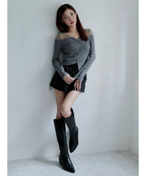 Stylevoice for xxx(スタイルヴォイスフォー)の「<maronさんコラボ>アシンメトリーシアードッキングニットカーディガン(カーディガン/ボレロ・レディース・ブラウン/グレー/ブラック・F)」の19枚目の写真