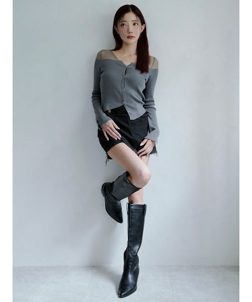 Stylevoice for xxx(スタイルヴォイスフォー)の「<maronさんコラボ>アシンメトリーシアードッキングニットカーディガン(カーディガン/ボレロ・レディース・ブラウン/グレー/ブラック・F)」の20枚目の写真