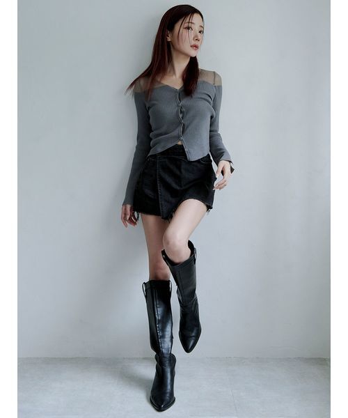 Stylevoice for xxx(スタイルヴォイスフォー)の「<maronさんコラボ>アシンメトリーシアードッキングニットカーディガン(カーディガン/ボレロ・レディース・ブラウン/グレー/ブラック・F)」の22枚目の写真