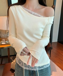 LAFFMO（ラフモ）の「レースレイヤード風オフショルカットソー（Tシャツ/カットソー・レディース）」