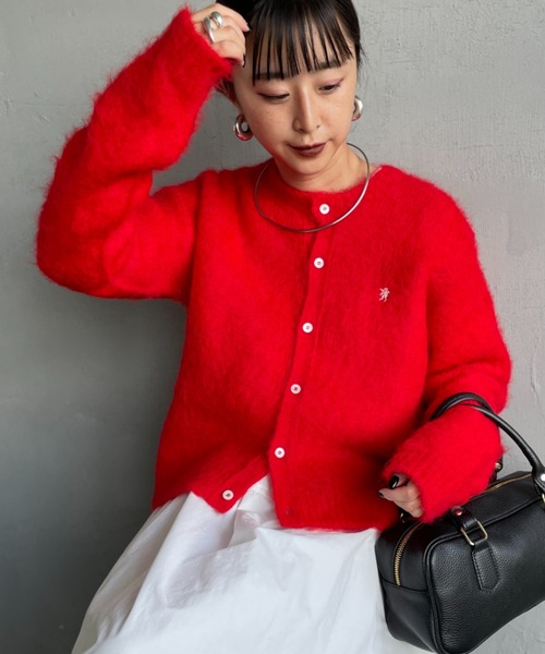 GYMPHLEX/ジムフレックス] ロゴ刺繍 クルーネック ショート丈 シャギー