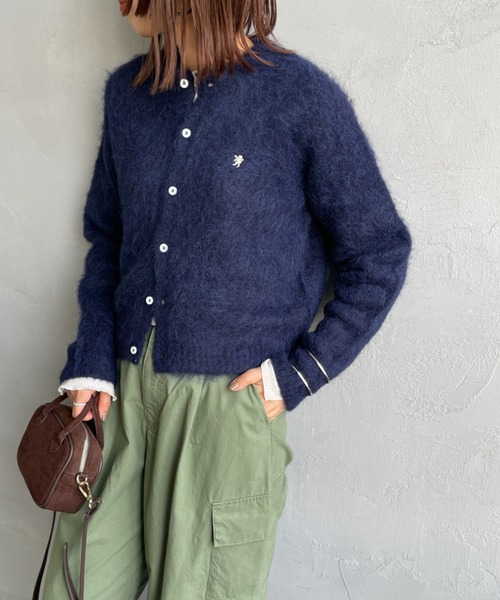 GYMPHLEX/ジムフレックス] ロゴ刺繍 クルーネック ショート丈 シャギー