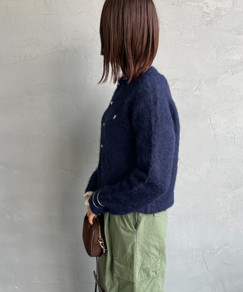 GYMPHLEX/ジムフレックス] ロゴ刺繍 クルーネック ショート丈 シャギー