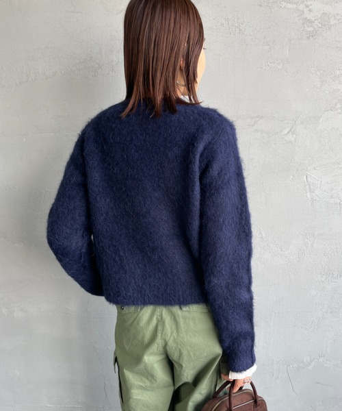 GYMPHLEX/ジムフレックス] ロゴ刺繍 クルーネック ショート丈 シャギー