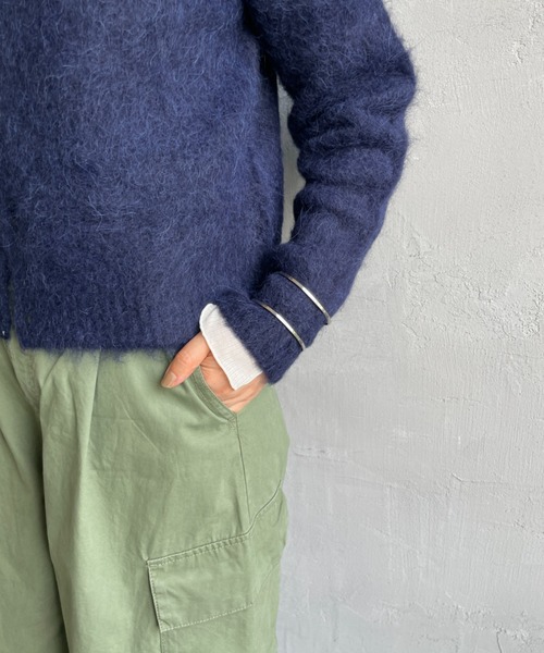 GYMPHLEX/ジムフレックス] ロゴ刺繍 クルーネック ショート丈 シャギー