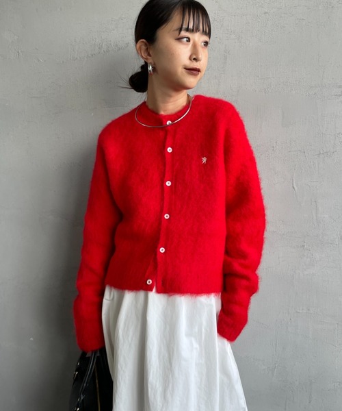 GYMPHLEX/ジムフレックス] ロゴ刺繍 クルーネック ショート丈 シャギー