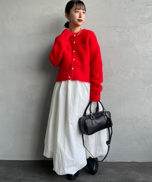 GYMPHLEX（ジムフレックス）の「[GYMPHLEX/ジムフレックス] ロゴ刺繍 クルーネック ショート丈 シャギーニットカーディガン（カーディガン/ボレロ・レディース・ライトグレー/レッド/ネイビー・14）」の18枚目の写真