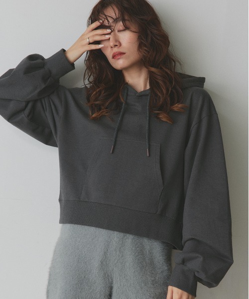 ad thie(アドティエ)の「スウェット プルパーカー(パーカー・レディース・杢グレー/オートミール/チャコール/ブラウン/レッド/ブラック・MEDIUM/LARGE)」の3枚目の写真