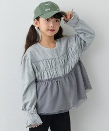 CIAOPANIC TYPY(チャオパニックティピー)の【WEB限定】《KIDS》気温対応シャーリングチュールミニ裏毛カーデ(カーディガン/ボレロ)