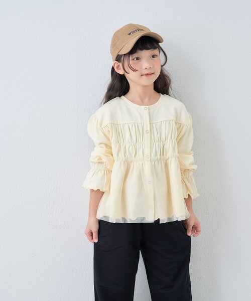 CIAOPANIC TYPY（チャオパニックティピー）の「【WEB限定】《KIDS》気温対応シャーリングチュールミニ裏毛カーデ（カーディガン/ボレロ・キッズ・グレー/ブラック/アイボリー・130/110/150）」の12枚目の写真