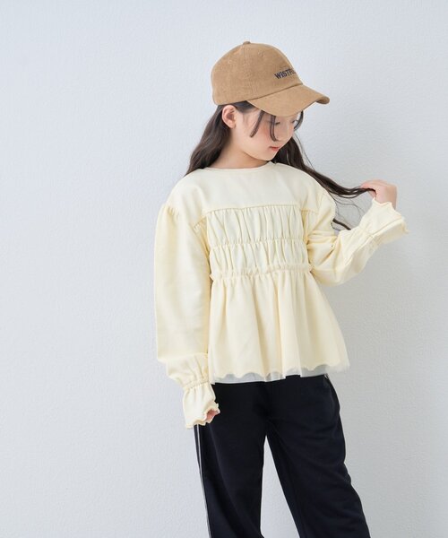 CIAOPANIC TYPY（チャオパニックティピー）の「【WEB限定】《KIDS》気温対応シャーリングチュールミニ裏毛カーデ（カーディガン/ボレロ・キッズ・グレー/ブラック/アイボリー・130/110/150）」の13枚目の写真