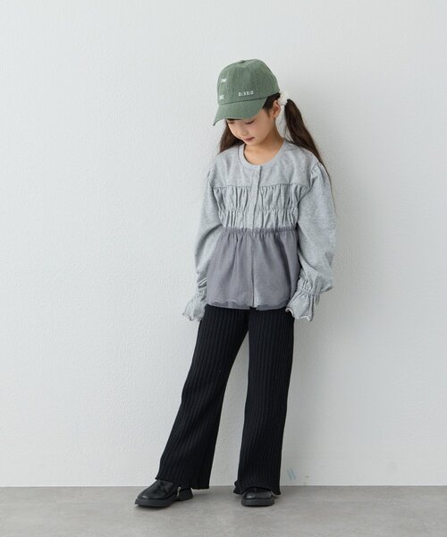 CIAOPANIC TYPY（チャオパニックティピー）の「【WEB限定】《KIDS》気温対応シャーリングチュールミニ裏毛カーデ（カーディガン/ボレロ・キッズ・グレー/ブラック/アイボリー・130/110/150）」の14枚目の写真