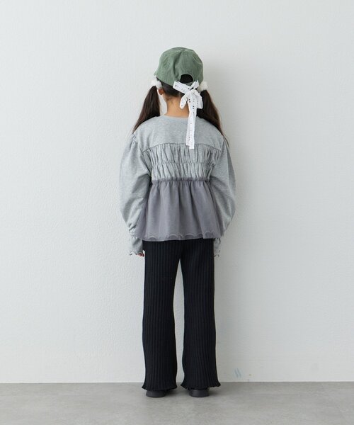 CIAOPANIC TYPY（チャオパニックティピー）の「【WEB限定】《KIDS》気温対応シャーリングチュールミニ裏毛カーデ（カーディガン/ボレロ・キッズ・グレー/ブラック/アイボリー・130/110/150）」の17枚目の写真