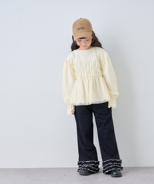 CIAOPANIC TYPY（チャオパニックティピー）の「【WEB限定】《KIDS》気温対応シャーリングチュールミニ裏毛カーデ（カーディガン/ボレロ・キッズ・グレー/ブラック/アイボリー・130/110/150）」の18枚目の写真