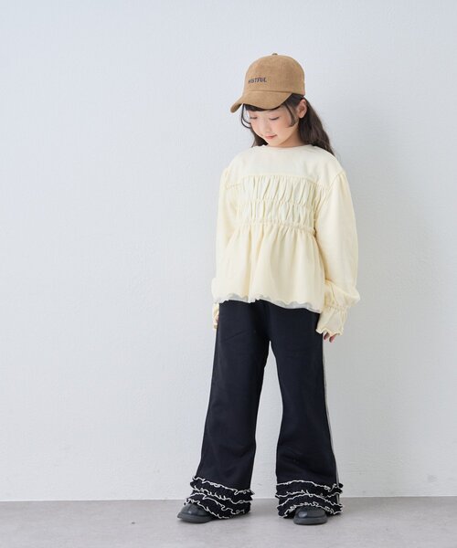 CIAOPANIC TYPY（チャオパニックティピー）の「【WEB限定】《KIDS》気温対応シャーリングチュールミニ裏毛カーデ（カーディガン/ボレロ・キッズ・グレー/ブラック/アイボリー・130/110/150）」の19枚目の写真