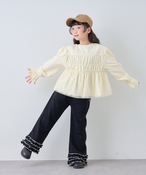 CIAOPANIC TYPY（チャオパニックティピー）の「【WEB限定】《KIDS》気温対応シャーリングチュールミニ裏毛カーデ（カーディガン/ボレロ・キッズ・グレー/ブラック/アイボリー・130/110/150）」の20枚目の写真